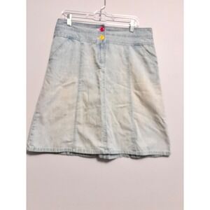 Vintage Christopher & Banks‎ Denim Skirt A-Line Colorful Buttons  Size 12